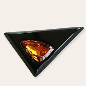 Vintage Black Lucite Amber Crystal Fur Dress Clip